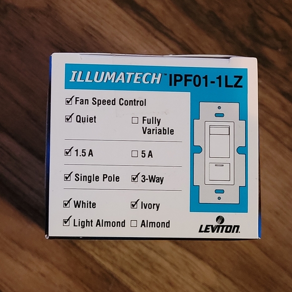 Nib! 2pc Leviton IP710-DLZ Slide Dimmer - White/Ivory/Single Pole/3way - Picture 4 of 4